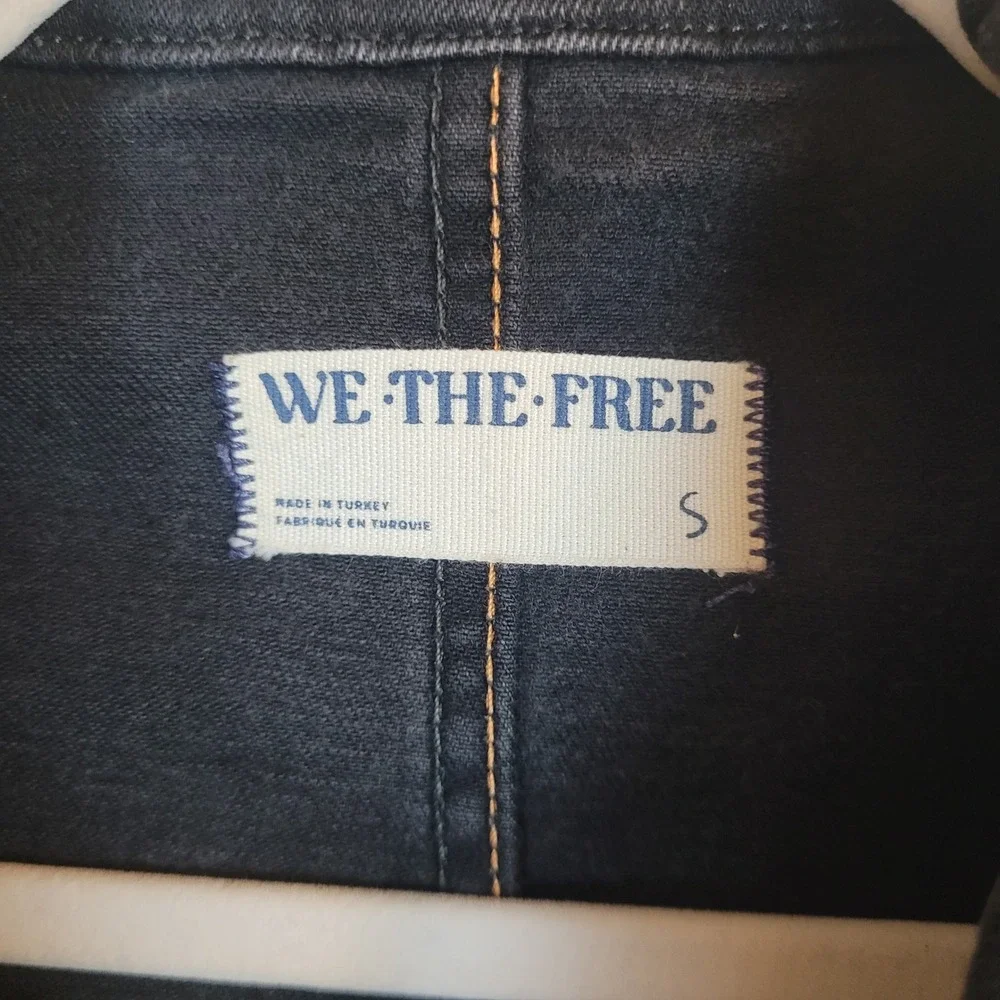 Free People We The Free Jumpsuit Small Black Denim Jayde Flare Boho Stretch Zip